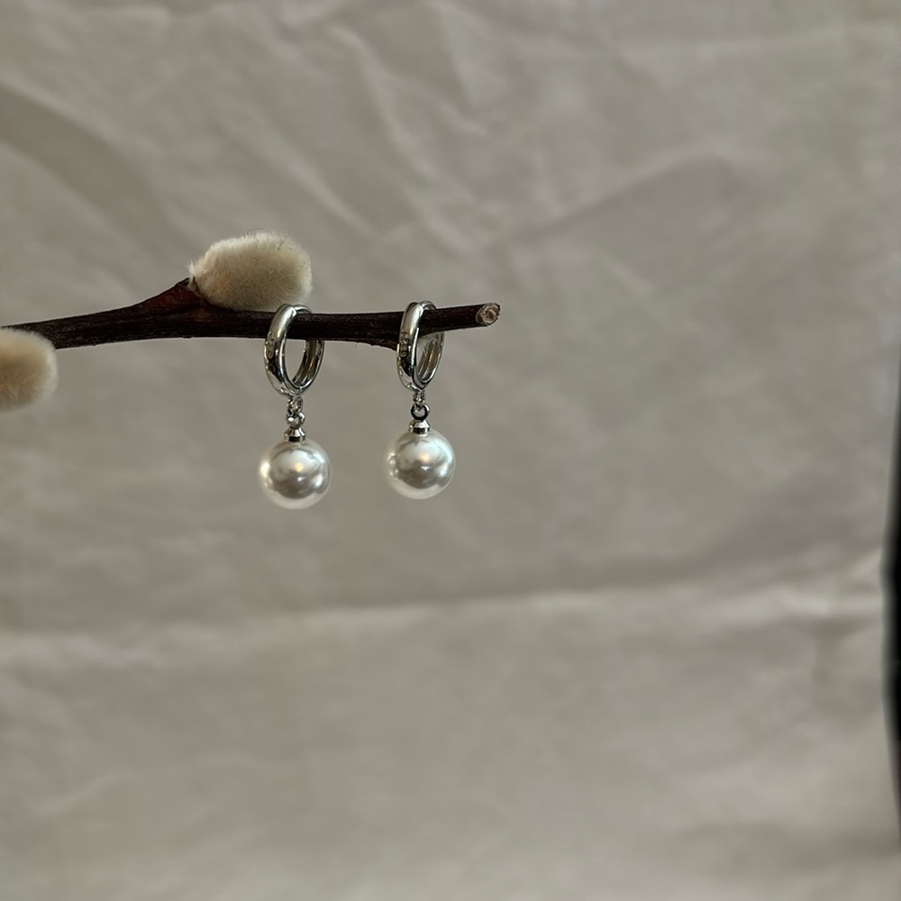 Faux White Pearl Earrings